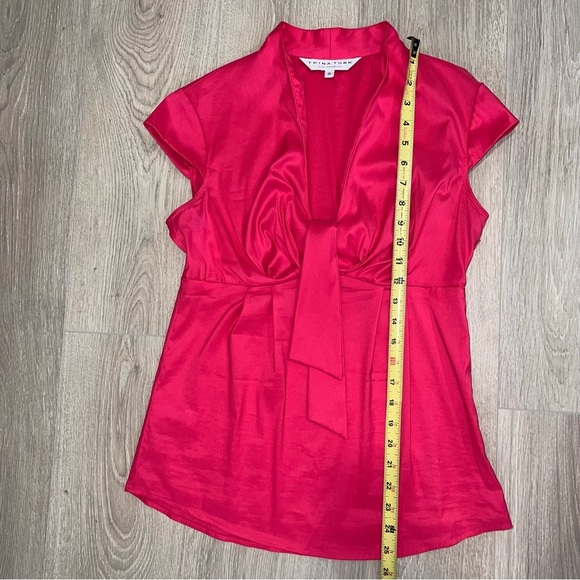 Trina Turk Vibrant Red Tie-Front Blouse - Picture 3 of 4